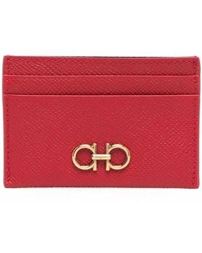 Ferragamo Gancini Leather Card Holder - Red