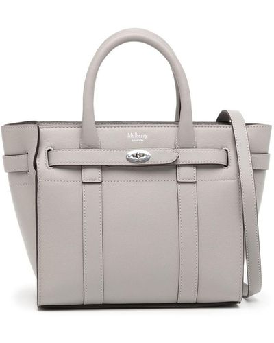 Mulberry Mini Zipped Bayswater Leaher Bag - Gray