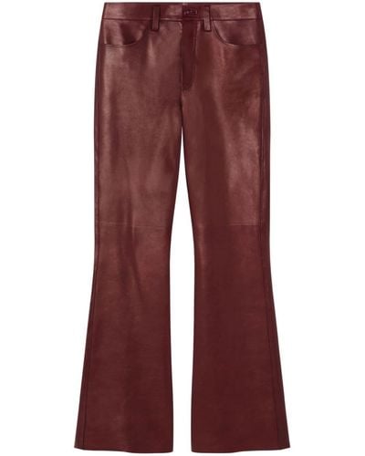 Versace Pantalon évasé en cuir - Rouge