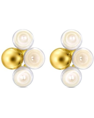 Tasaki 18kt Yellow Gold M/g Sliced Sphere Pearl Earrings - Metallic