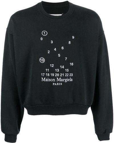 Maison Margiela Black Numerical Logo Embroidered Sweatshirt