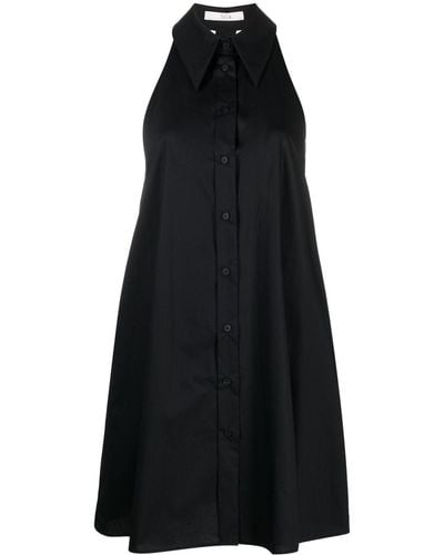 Tela Vestido corto con botones - Negro