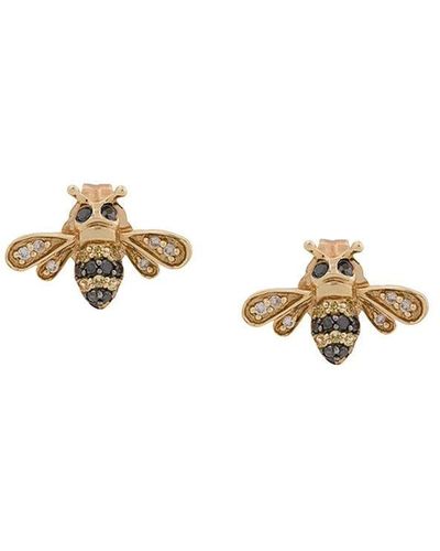 Sydney Evan 14kt Gold Diamond And Sapphire Bumble Bee Stud Earrings - Multicolour