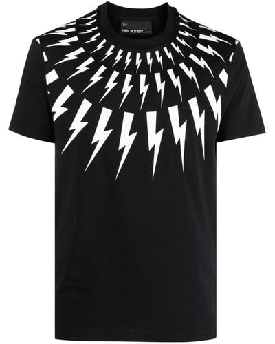 Neil Barrett T-shirt en coton à imprimé Thunderbolt - Noir
