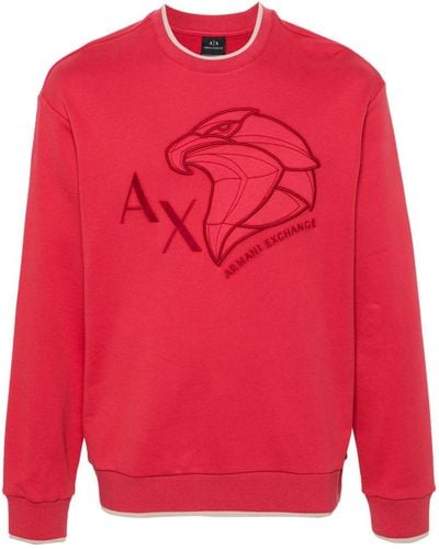 Armani Exchange Sweatshirt mit Adlerstickerei - Rot
