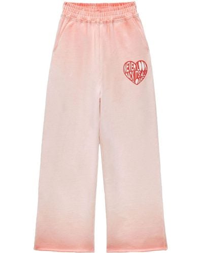 MSGM Slogan-Print Track Trousers - Pink