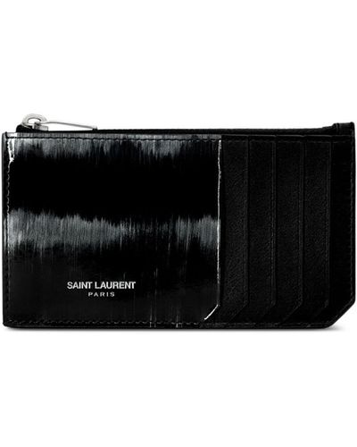 Saint Laurent Logo-stamp Leather Cardholder - Black