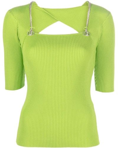 Liu Jo Cut-out Ribbed-knit Top - Green