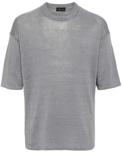 Roberto Collina Gestricktes T-Shirt - Grau