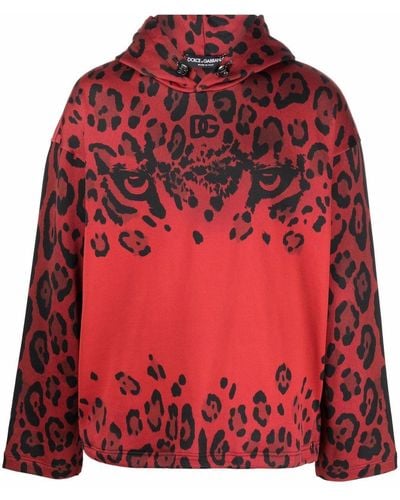 Dolce & Gabbana Hoodie Met Luipaardprint - Rood