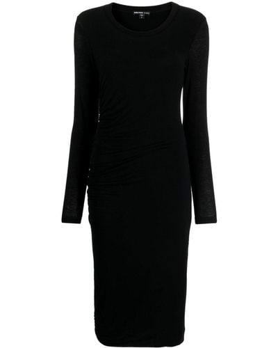 James Perse Midi-jurk Met Ruches - Zwart