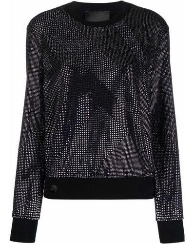 Philipp Plein Crystal-embellished Cotton Sweatshirt - Black