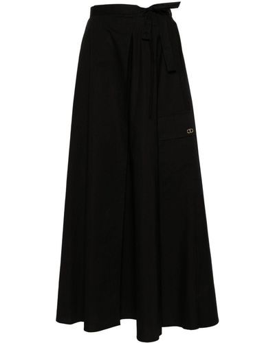 Twin Set Poplin Maxi Wrap Skirt - Black