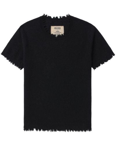 Uma Wang Raw-edge Cashmere-silk T-shirt - Black