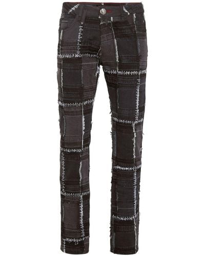 Philipp Plein Patchwork-design Straight-leg Jeans - Grey