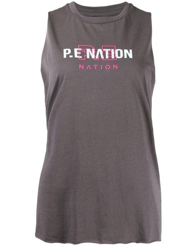P.E Nation Top mit Logo-Print - Grau