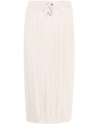 Brunello Cucinelli Cable-knit Midi Skirt - White