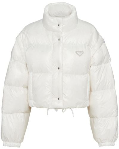 Prada Cropped-Jacke aus Re-Nylon - Weiß