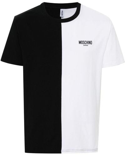 Moschino T-Shirt in Colour-Block-Optik mit Logo-Print - Schwarz