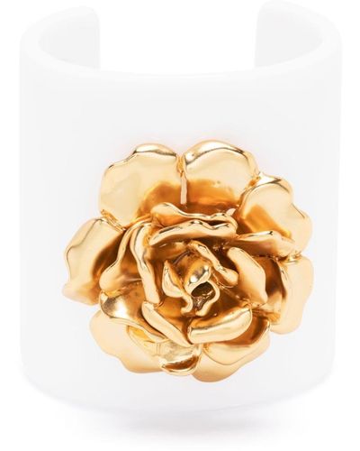 Blumarine Rose-detail Cuff Bracelet - Metallic