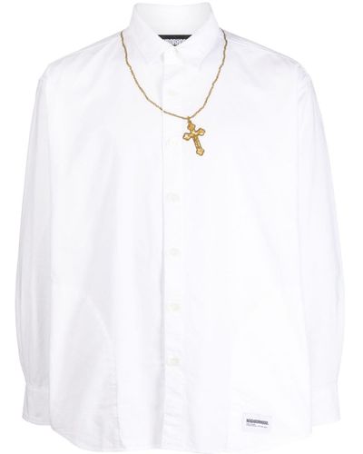 Neighborhood Cross-embroidered Cotton Shirt - White