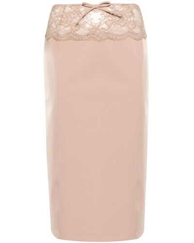 Blumarine Falda de tubo con paneles de encaje - Neutro