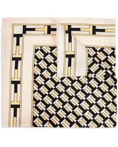 Tory Burch Geometric-print Silk Scarf - Natural