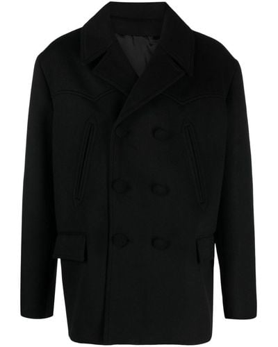 Balmain Double-breasted Wool Coat - Black