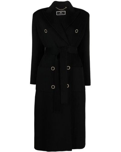 Elisabetta Franchi Double-breasted Wool-blend Coat - Black
