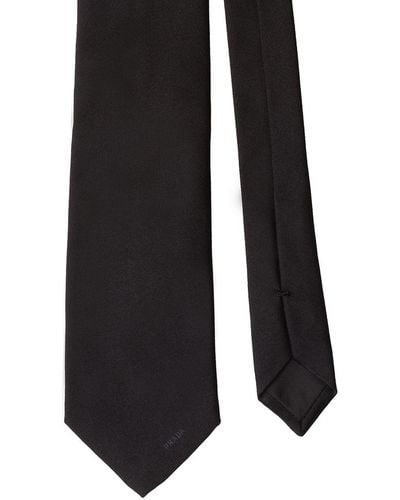 Prada Pointed Satin Tie - Black