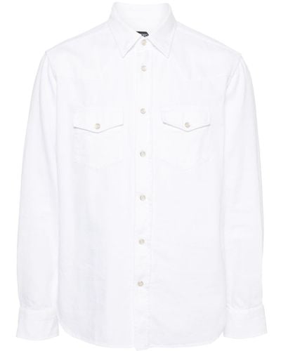 Tom Ford Western-style Panelled Cotton Shirt - White