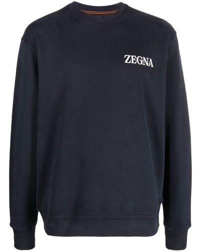 ZEGNA Chest Logo-print Detail Sweatshirt - Blue