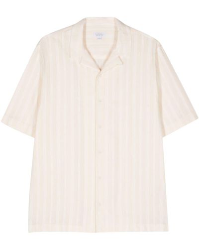 Sunspel Embroidered-stripe Cotton Shirt - White