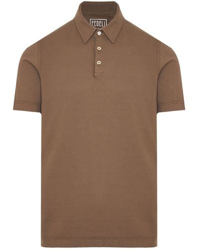 Fedeli Alby Jersey Polo Shirt - Brown