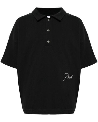 Rhude Logo-embroidered Polo Shirt - Black