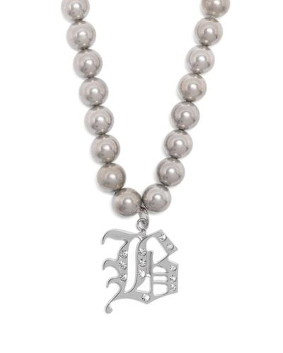 Blumarine Logo-lettering Polished-finish Necklace - White
