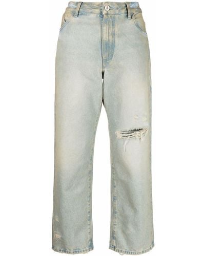 The Attico Distressed Effect Wide-leg Jeans - Blue
