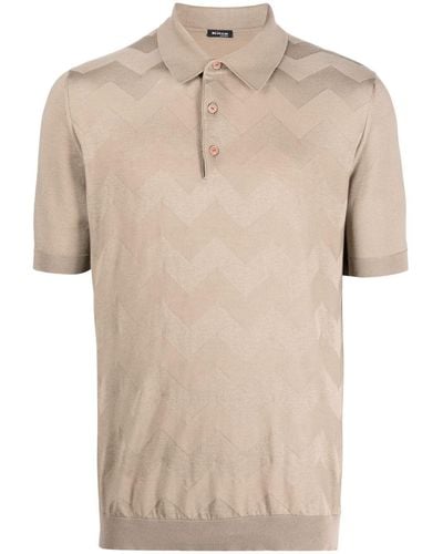 Kiton Wave-pattern Short-sleeve Polo Shirt - Natural