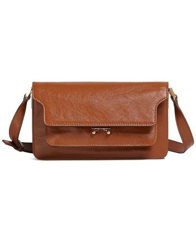 Marni Trunk Leather Shoulder Bag - Brown