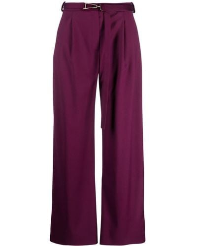 Patrizia Pepe Belted Palazzo-design Pants - Purple