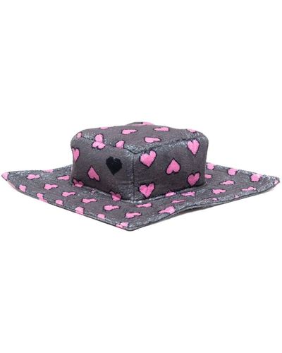 Natasha Zinko Pixel Heart Box Bucket Hat - Purple