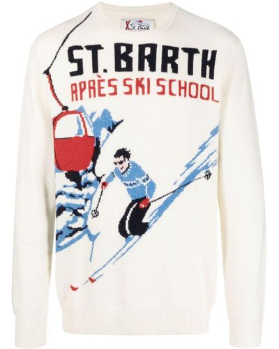 Mc2 Saint Barth Pullover mit Ski School-Intarsienmuster - Blau
