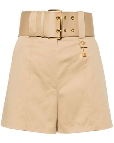 Elisabetta Franchi High-waisted Belted Mini Shorts - Natural