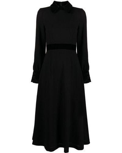 Jane Opera Spread-collar Midi Dress - Black