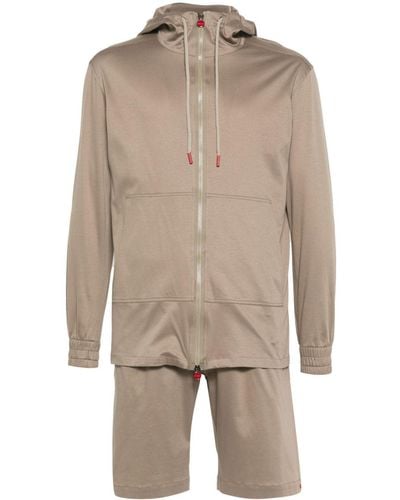 Kiton Cotton hoodie and shorts set - Natur