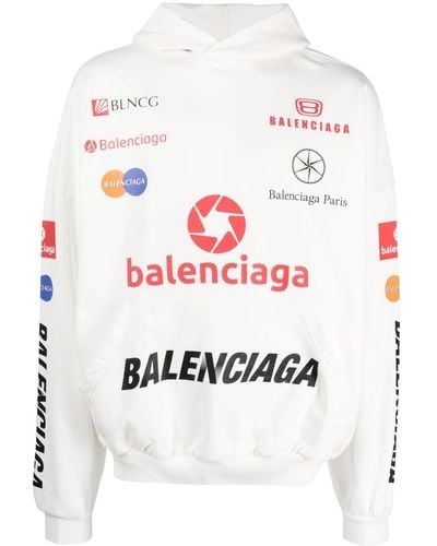 Balenciaga Hoodie Met Logoprint - Wit