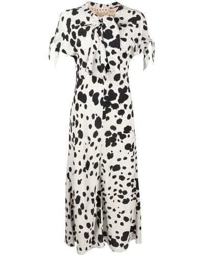 Marni Robe mi-longue à imprimé animalier - Blanc