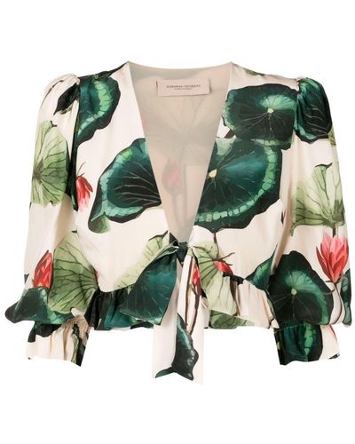 Adriana Degreas Blouse crop à col noué - Vert