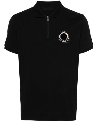 Moncler Poloshirt mit Logo-Applikation - Schwarz