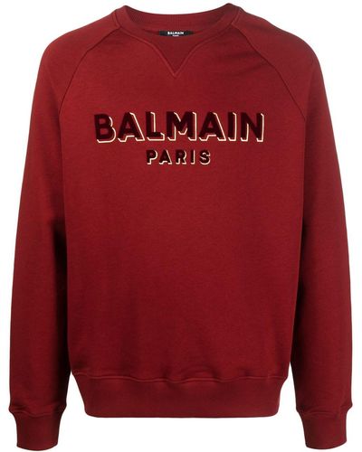 Balmain Logo-print Crew-neck Sweatshirt - Red